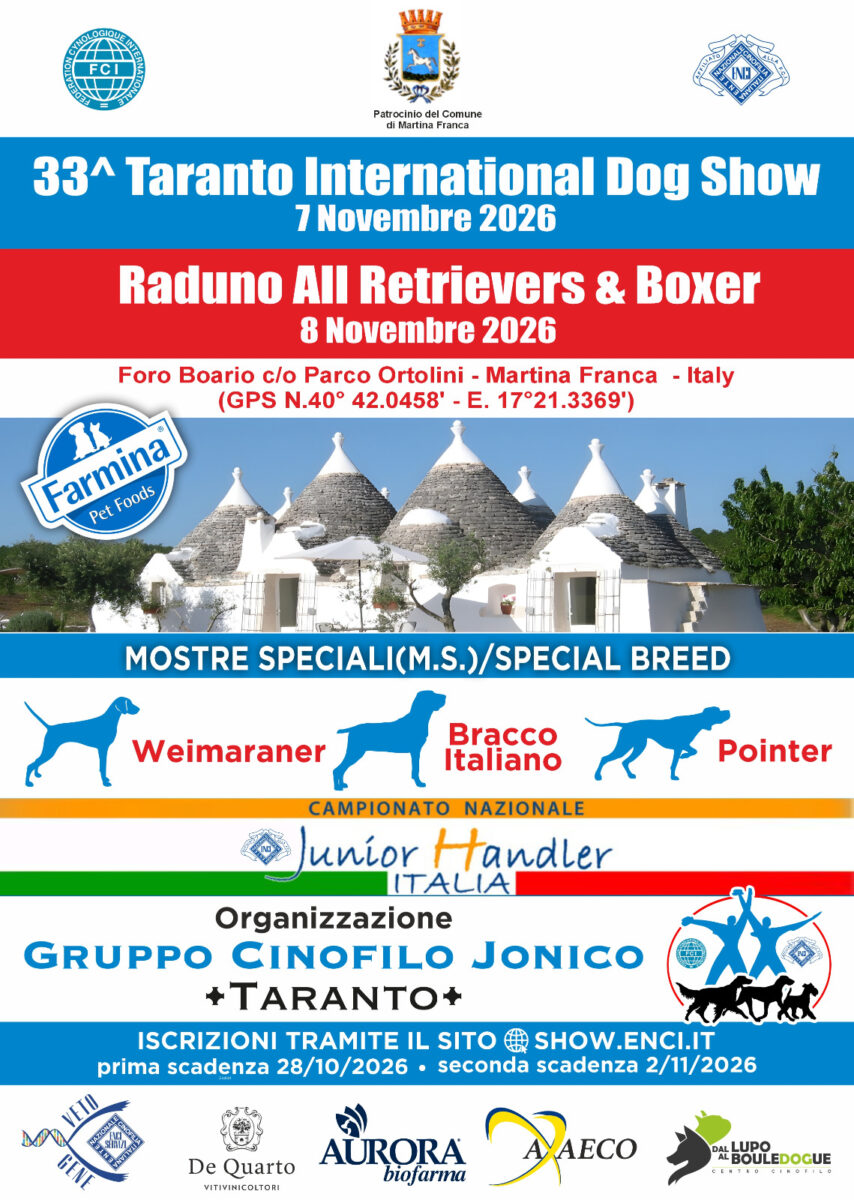 33a ESPOSIZIONE INTERNAZINALE E RAUNI RETRIVER & BOXER 7/8 NOVEMBRE 2026