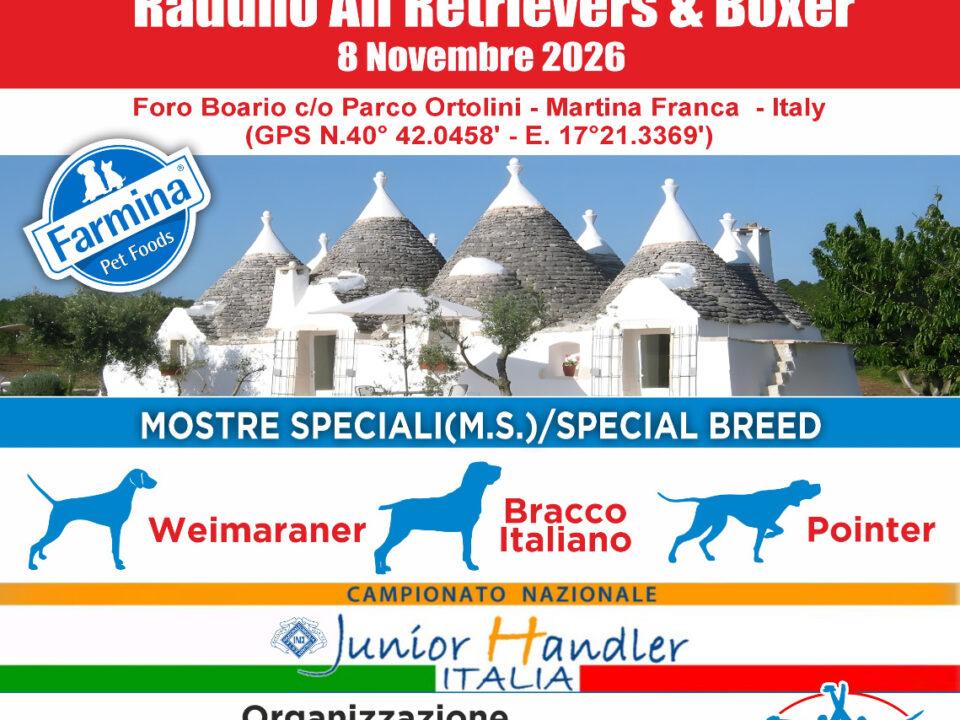 33a ESPOSIZIONE INTERNAZINALE E RAUNI RETRIVER & BOXER 7/8 NOVEMBRE 2026